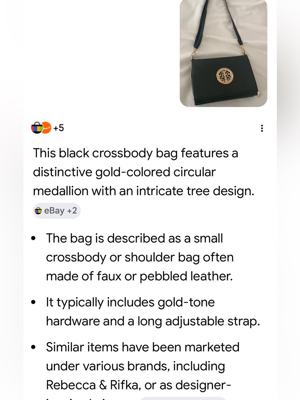 #2604**Black Vintage Crossbody Bag with Gold Medallion - Picture 3 of 17